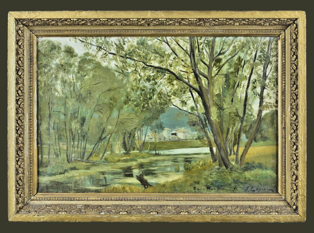 STANISLAS VICTOR ÉDOUARD LEPINE 1835 Caen - 1892 Paris  BOIS À MOUDON, 1891 - Provenienz: Collection Dr. Jean Michaux - Expertise René Millet, Paris