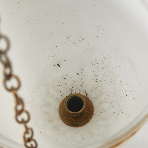 Ampel Deckenlampe Empire um 1800 Opalglas H. 63 cm