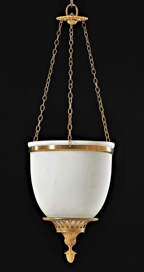 Alternative view of Ampel Deckenlampe Empire um 1800  Opalglas   H. 63 cm