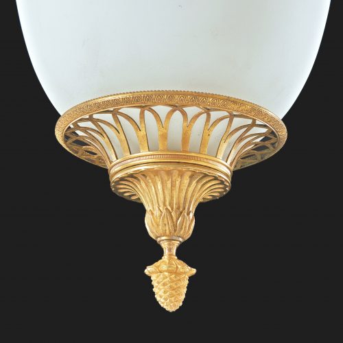Ampel Deckenlampe Empire um 1800 Opalglas H. 63 cm