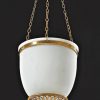 Ampel Deckenlampe Empire um 1800 Opalglas H. 63 cm