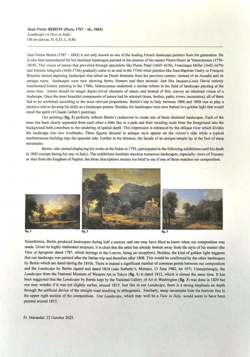 Jean-Victor BERTIN (Paris, 1767 – ebenda, 1842) Landschaft - Expertise Francois Marandet