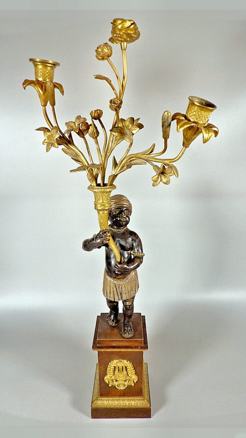 Großer Kandelaber Empire Frankreich um 1800  Allegorie Afrika H. 65 cm, Br. 30 cm