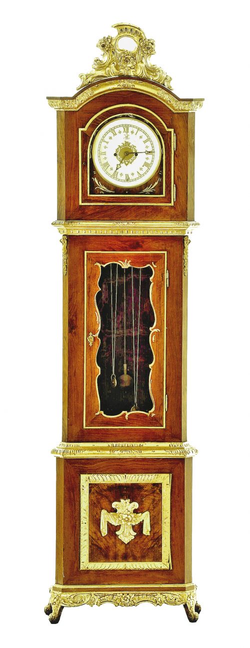 Standuhr Rokoko Dänemark Mathias Ortmann (1692 - 1757) attr. um 1750  Das Zifferblatt monogrammiert JCP  H. 244 cm.