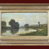 CHARLES FRANÇOIS DAUBIGNY (1817 Paris 1878) Flusslandschaft mit Wäscherin signiert