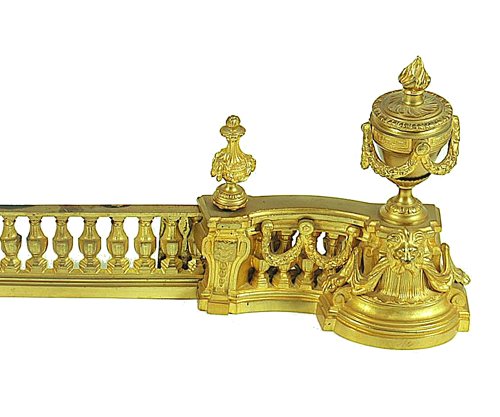 Kaminböcke Frankreich Klassizismus Louis XVI um 1780 Feuervergoldete Bronze Länge variabel ca. 70 cm bis 105 cm – Bild 2