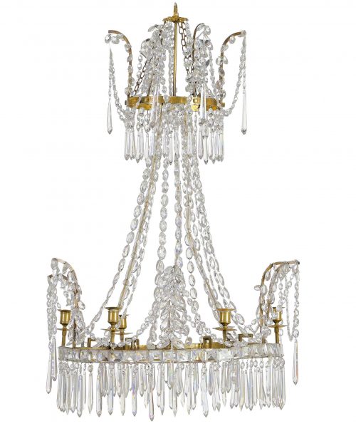 Kristalllüster Klassizismus Louis XVI um 1790 H. 90 cm, D. 75 cm