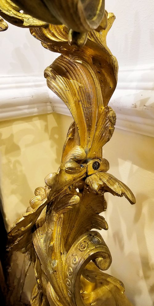 Kandelaber Leuchter Girandole Rokoko Louis XV H. 62 cm. Monogramm AAA