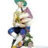 Meissen Porzellan um 1740 Dudelsackspielender Harlekin Modell von Johann Joachim Kaendler