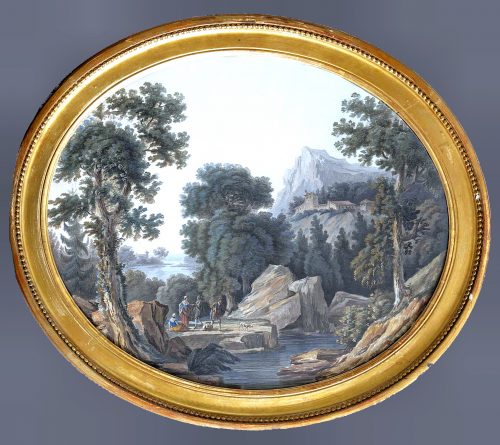 Alternative view of JEAN-BAPTISTE POURCELLY tätig 1791 – 1802  Ein Paar südliche Ideallandschaften  Gouache  jeweils mittig unten signiert. 52 x 63 cm