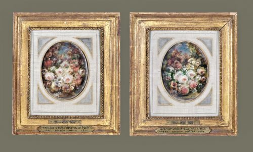 Narcisse Virgilio Díaz de la Peña 1807 – 1876  Paar Blumenstillleben Pendants - signiert