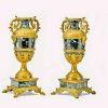 Vasen Paar Rußland St.Petersburg Mitte 19.Jh. Grüner Marmor mit Goldbronzemontierung