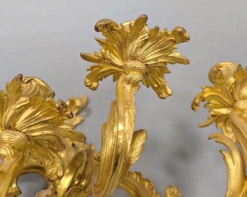 Wandlampen Rokoko Appliken Paar Frankreich Louis XV um 1740  H. 43 cm, Br. 38 cm – Bild 6
