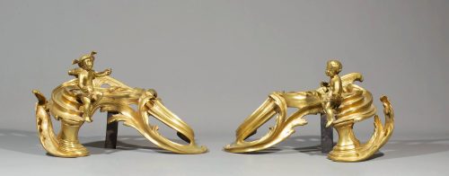Kaminböcke Putten als Merkur und Fortuna Rokoko um 1750 Frankreich Louis XV