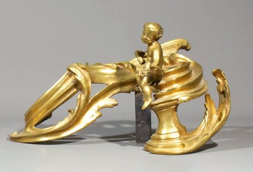 Alternative view of Kaminböcke Putten als Merkur und Fortuna Rokoko um 1750 Frankreich Louis XV